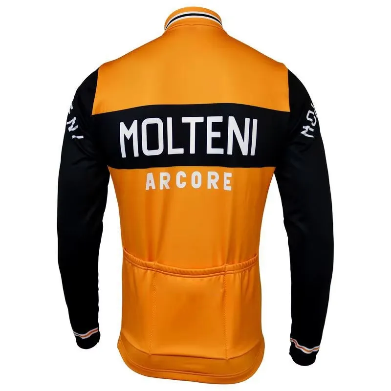 Team Molteni Orange Retro Long Sleeve Cycling Jersey
