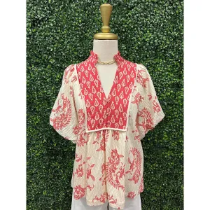 Thea Boho Blouse Red Mix
