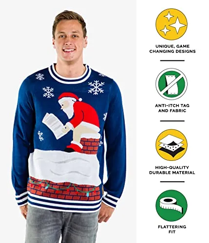 Tipsy Elves Men's Natural Light Ugly Christmas Sweater - Natty Light Xmas Sweater: X-Large Blue