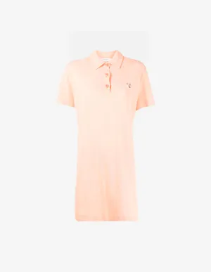 Tonal Fox Head Patch Polo Dress Peach