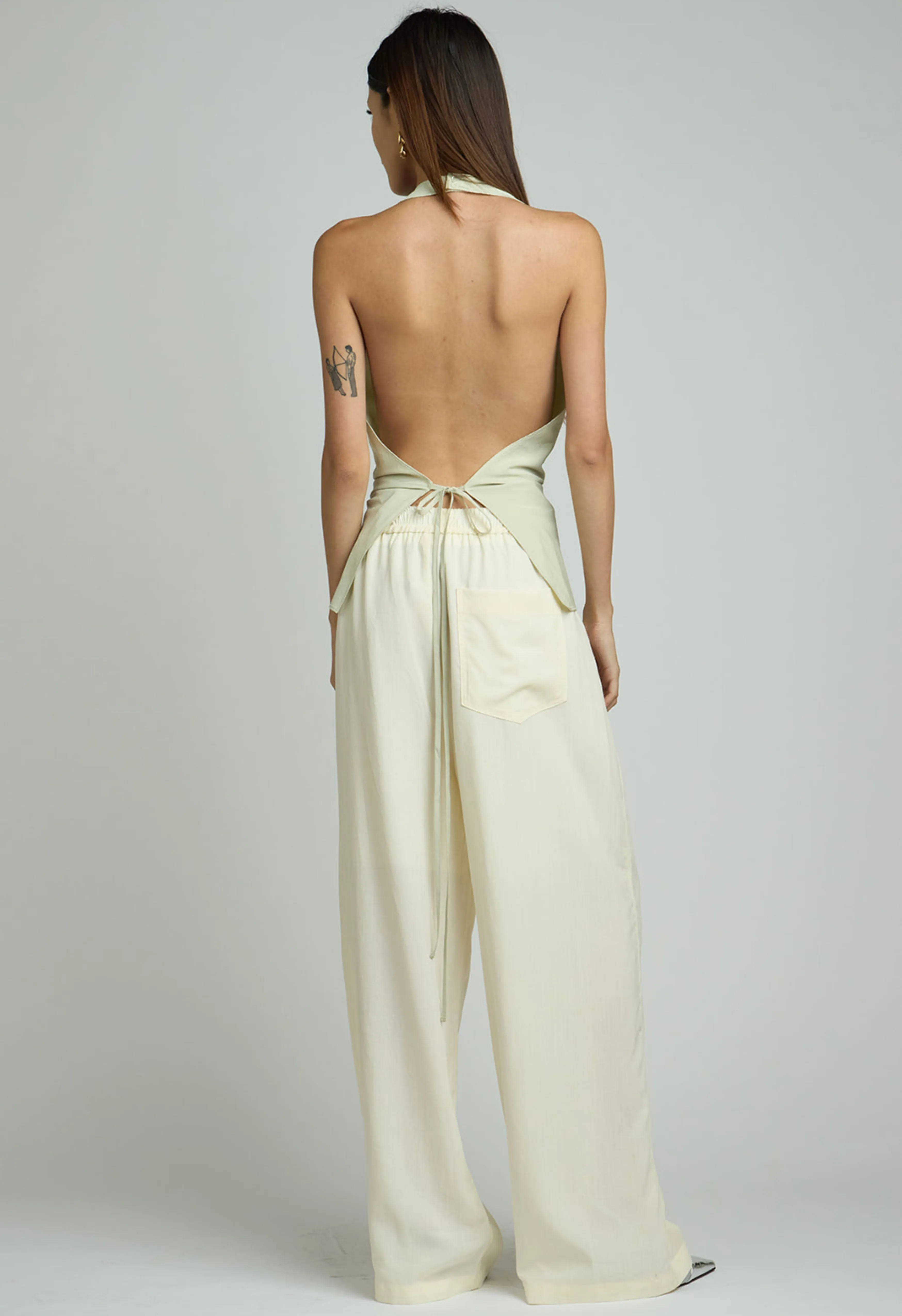 Toto Halter Neck Top in Neutral Green