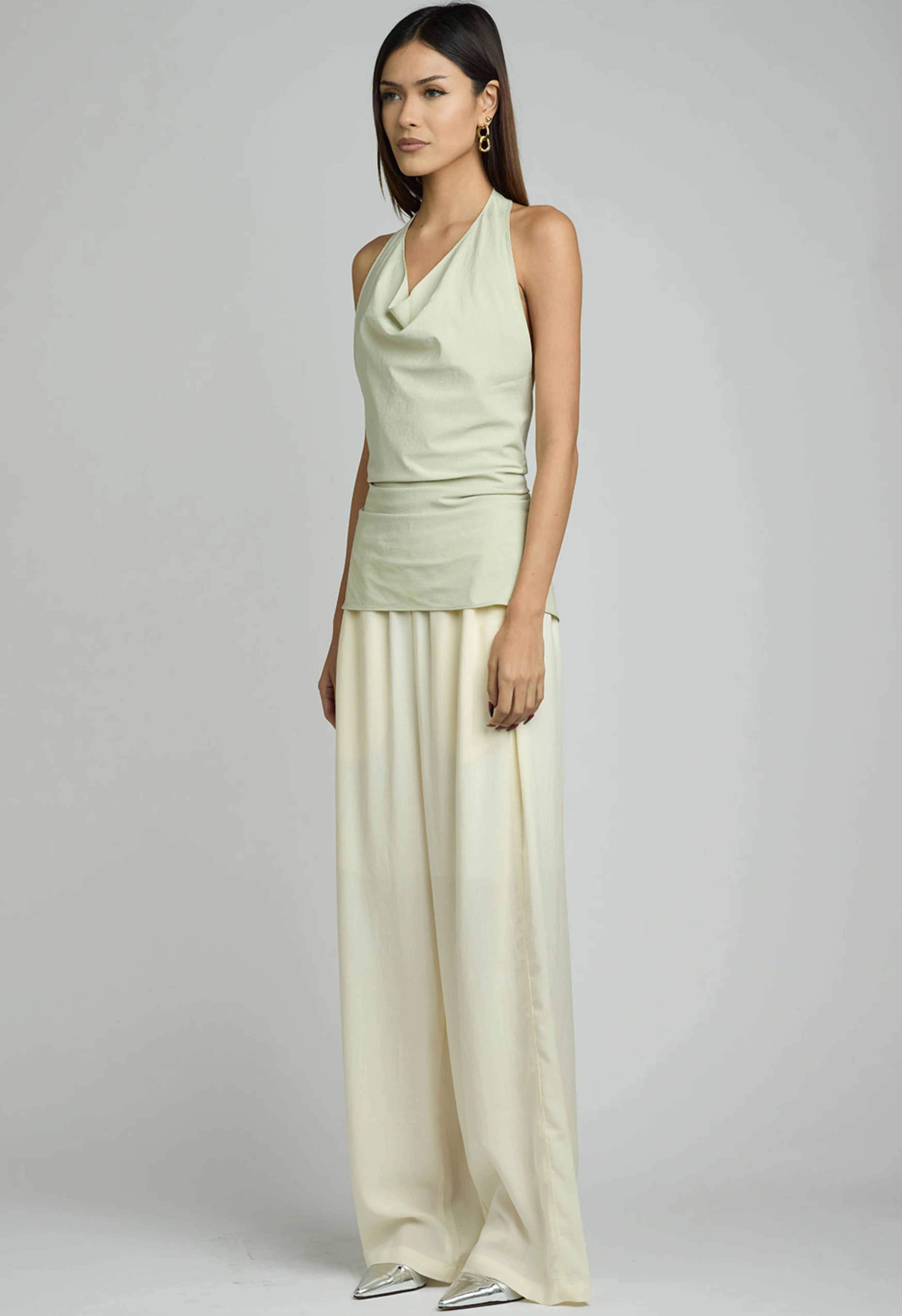 Toto Halter Neck Top in Neutral Green