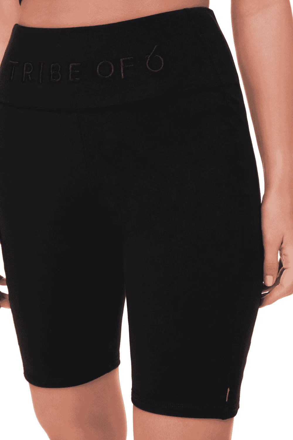 TRIBE OF 6 ALEX RECYCLED CYCLING SHORTS WITH EMBROIDERED WAISTBAND