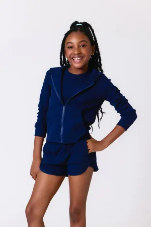 Tween Sweaters | Navy Rib Hoodie | Terez