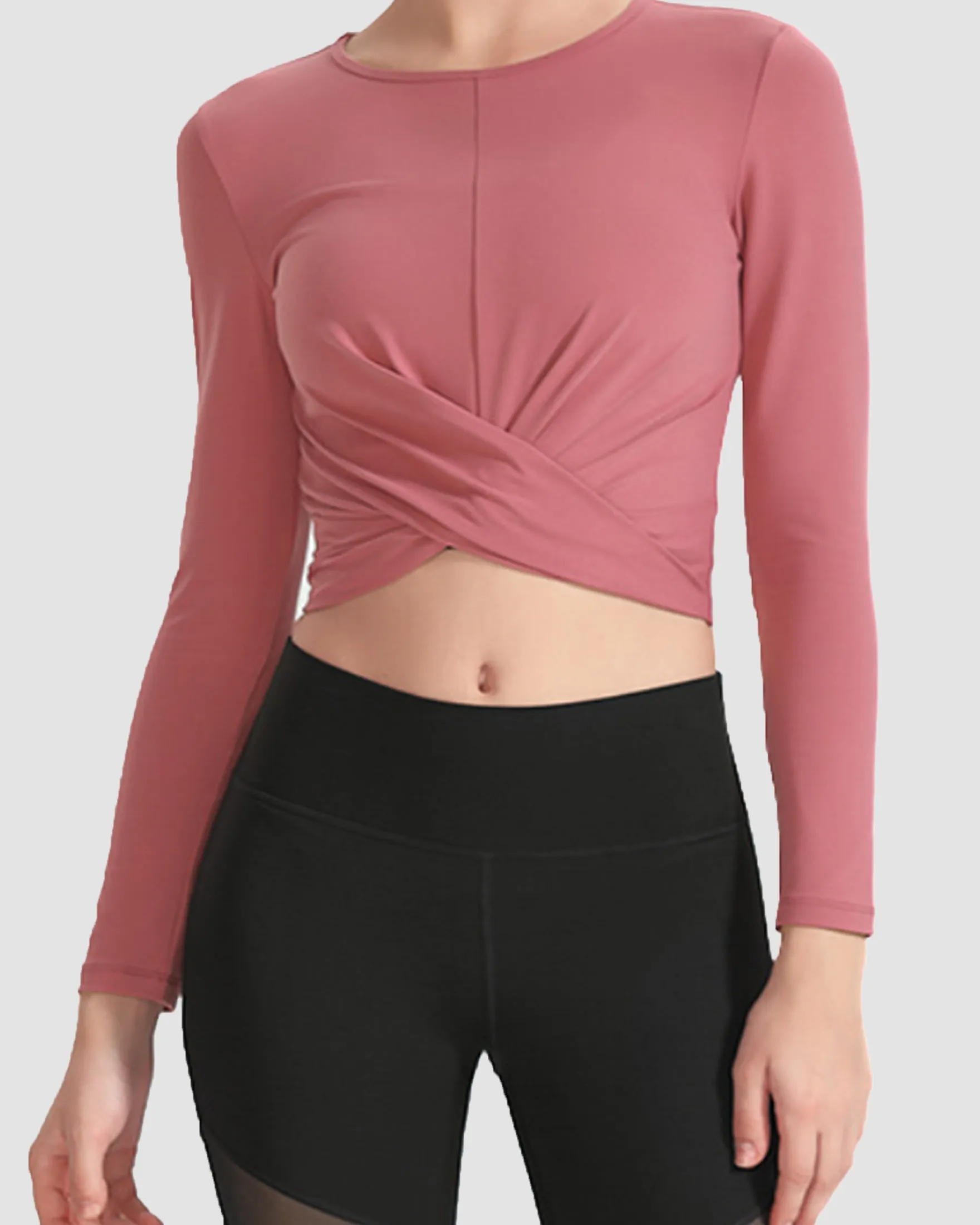 Twist Nylon Long Sleeve Crop Top