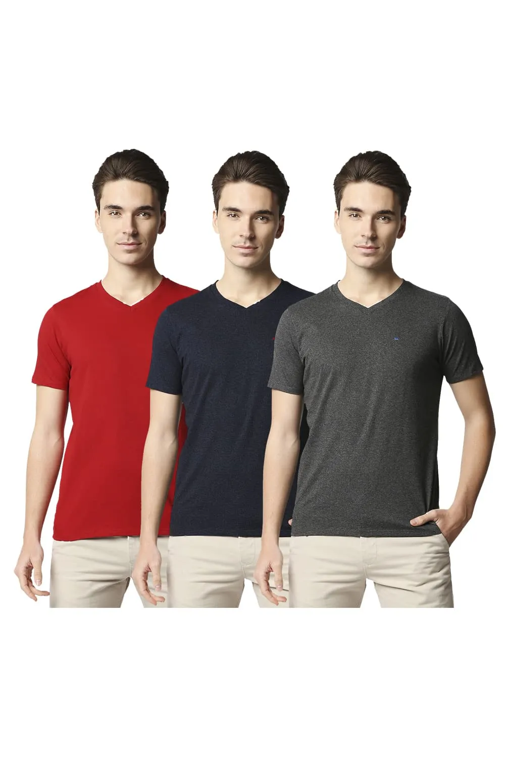 Value Pack Of 3 Muscle Fit V-Neck T-Shirts