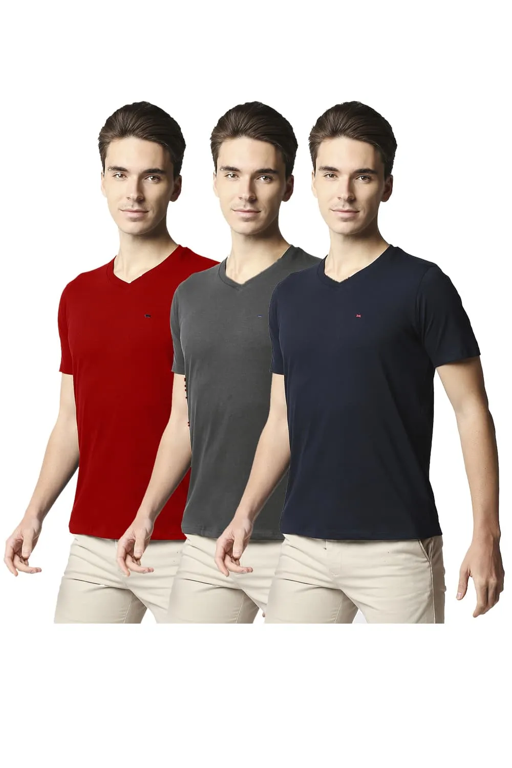 Value Pack Of 3 Muscle Fit V-Neck T-Shirts