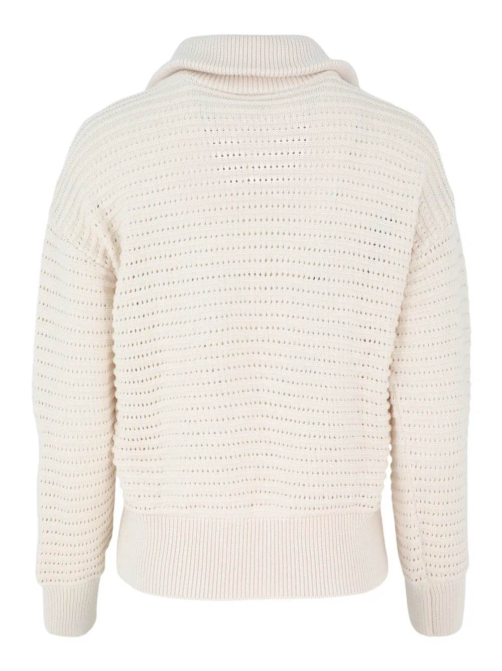 Varley Tara Pointelle Half-Zip Knit in Egret
