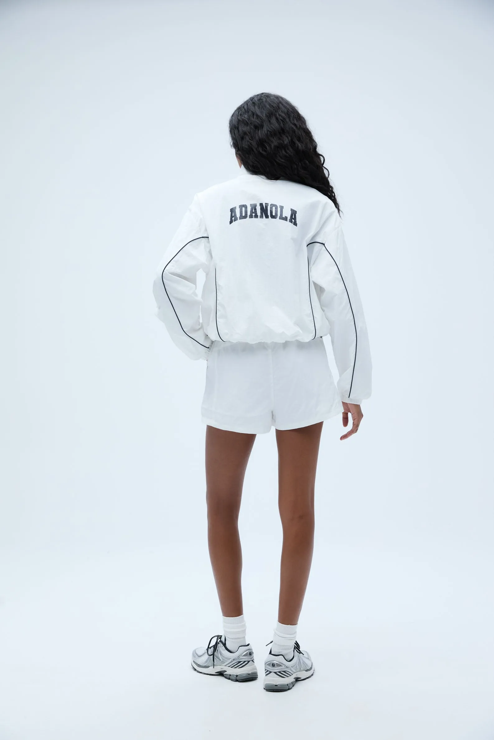 Varsity Track Short - White/Navy Blue