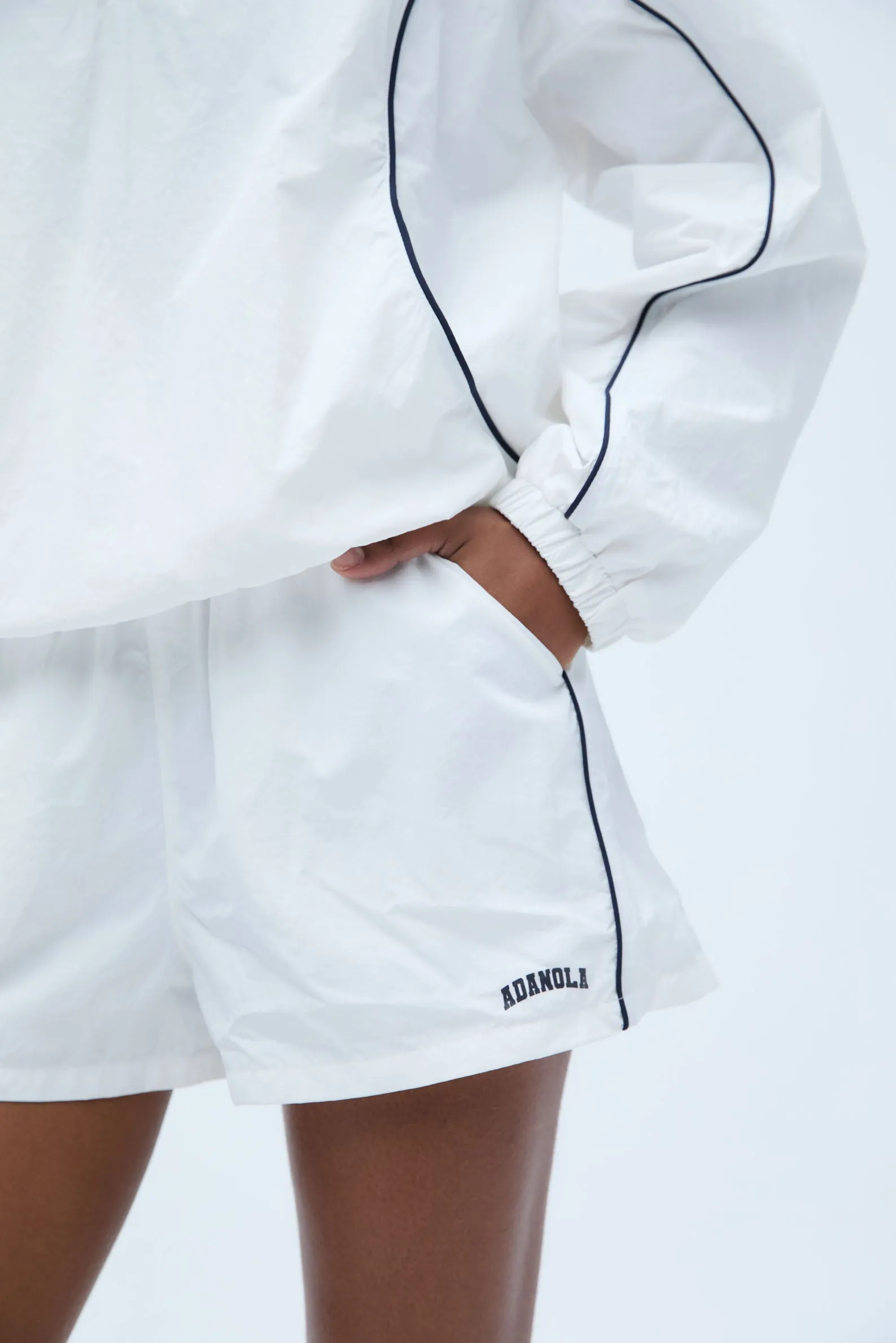 Varsity Track Short - White/Navy Blue