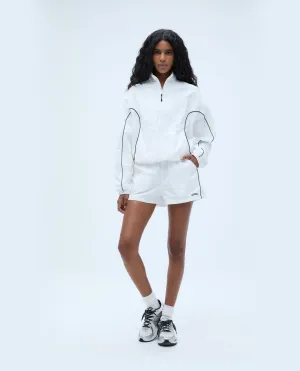 Varsity Track Short - White/Navy Blue