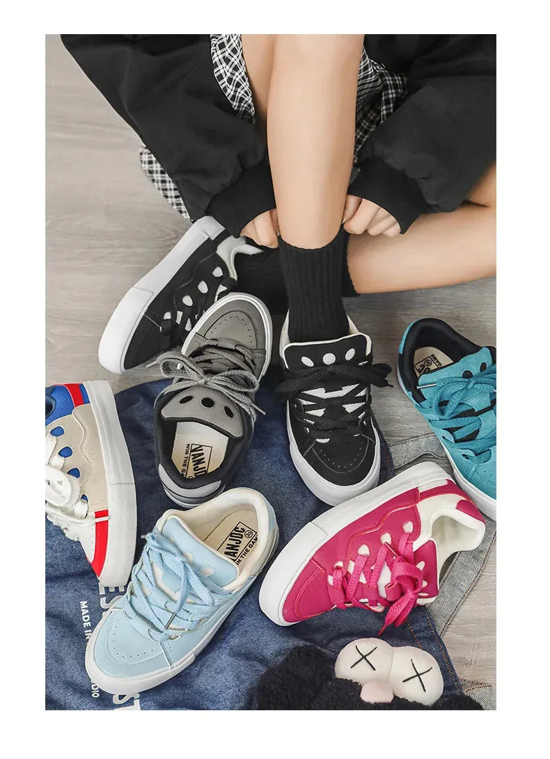 VougeVamp Women's Chunky Platform Sneakers – Trendy Pink Skateboard & Sports Shoes