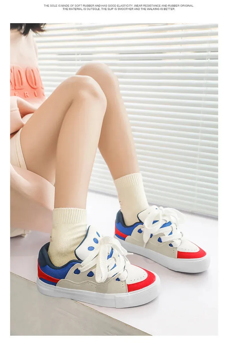 VougeVamp Women's Chunky Platform Sneakers – Trendy Pink Skateboard & Sports Shoes