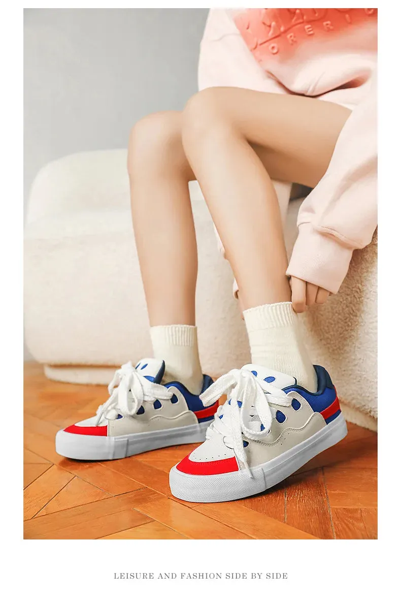 VougeVamp Women's Chunky Platform Sneakers – Trendy Pink Skateboard & Sports Shoes