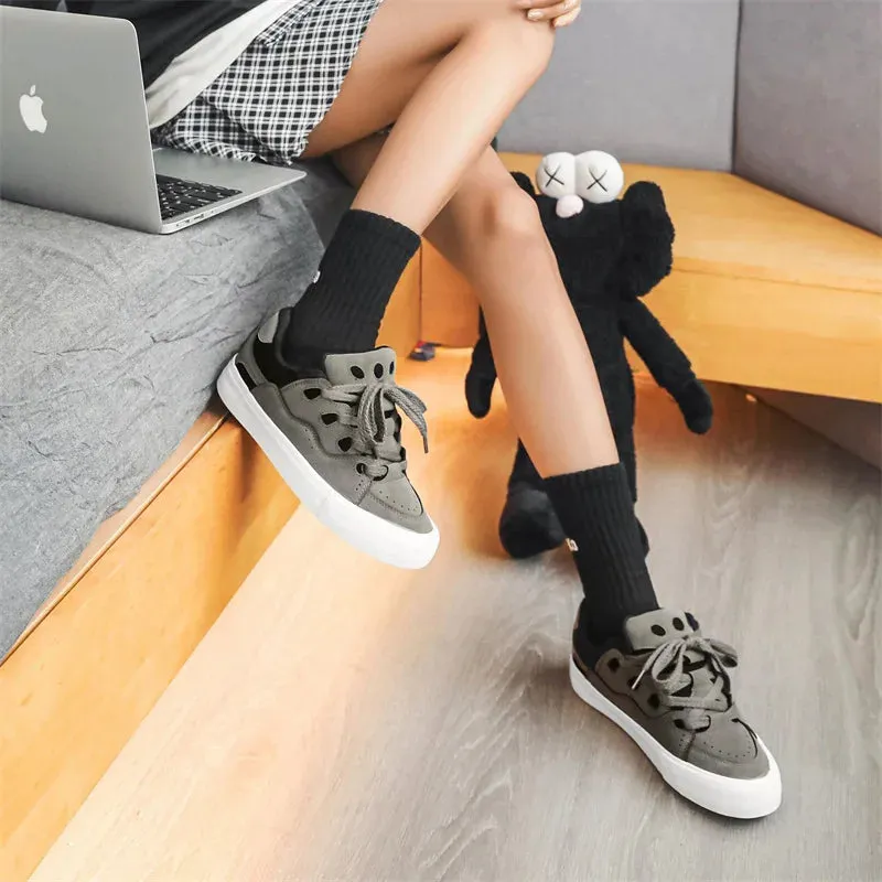 VougeVamp Women's Chunky Platform Sneakers – Trendy Pink Skateboard & Sports Shoes