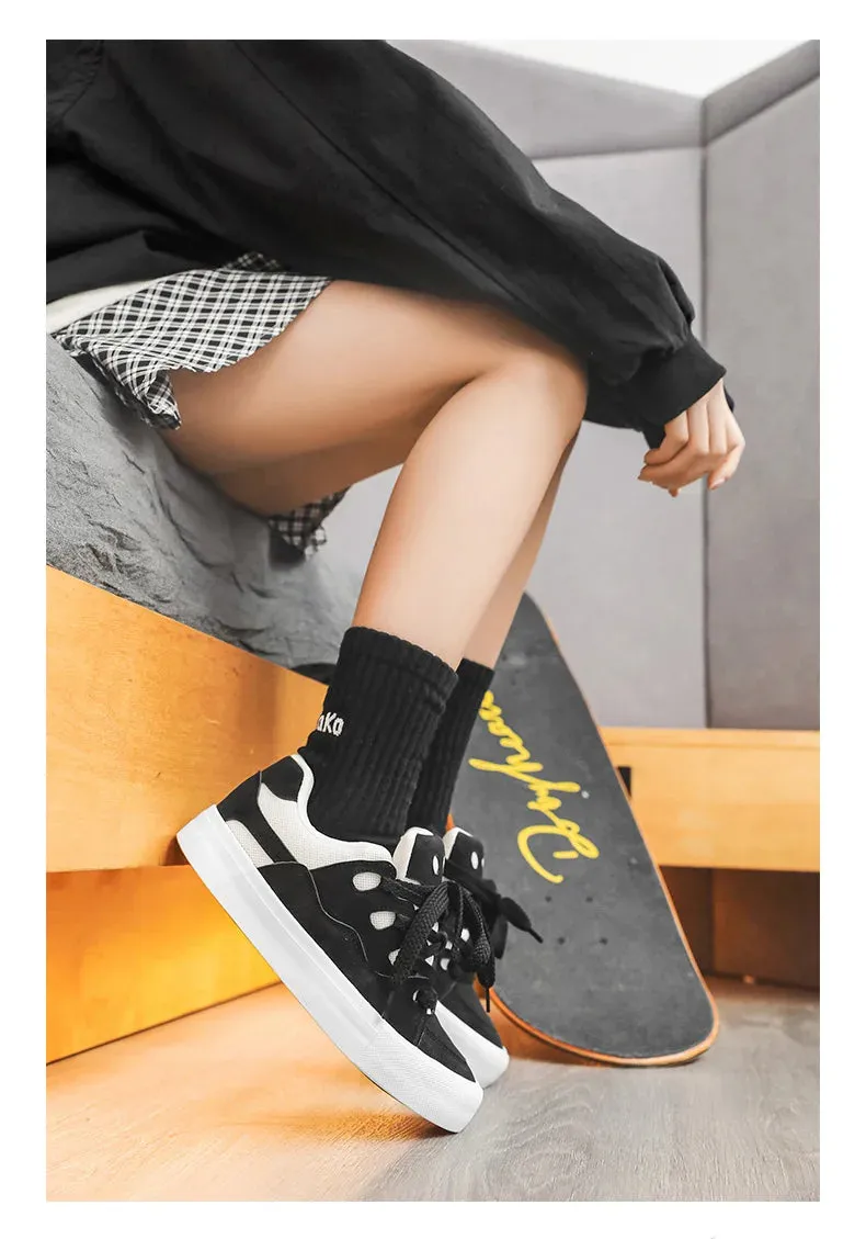 VougeVamp Women's Chunky Platform Sneakers – Trendy Pink Skateboard & Sports Shoes