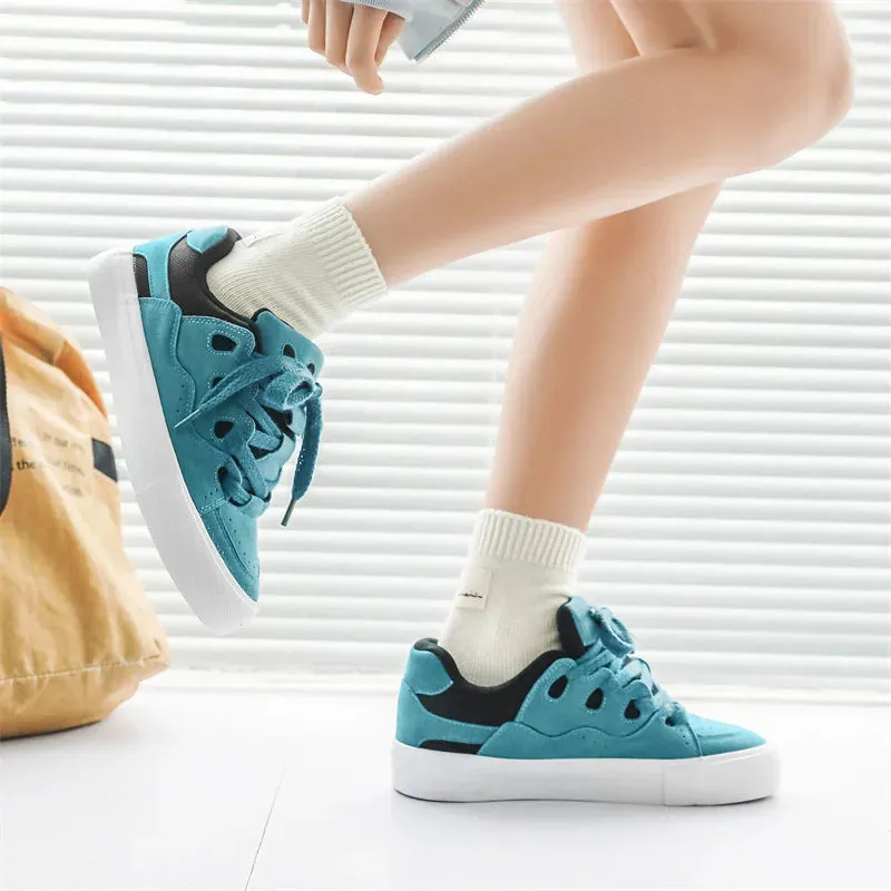 VougeVamp Women's Chunky Platform Sneakers – Trendy Pink Skateboard & Sports Shoes