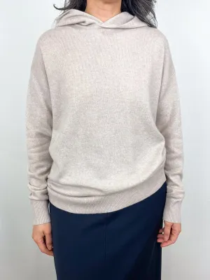 Washable Cashmere Easy Mens Hoodie in Oatmeal Melange