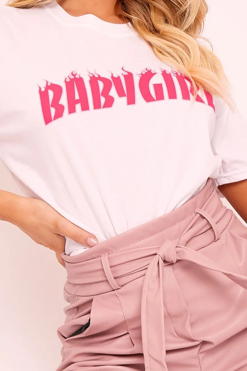 White Baby Girl Pink Flames T-shirt - Zeila