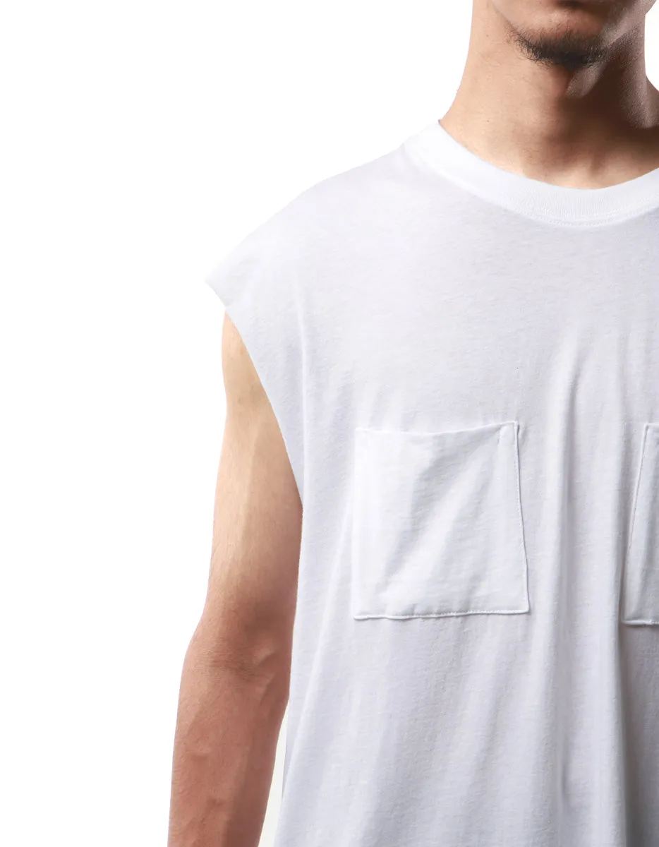 White Dual Pocket Sleeveless Tee