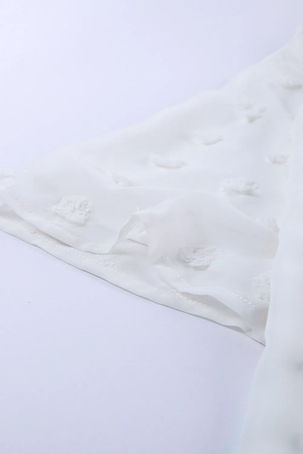 White Swiss Dot Texture Short Sleeve Top