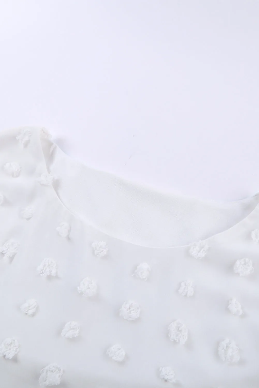 White Swiss Dot Texture Short Sleeve Top