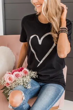With All Of My Heart Graphic Tee- Black