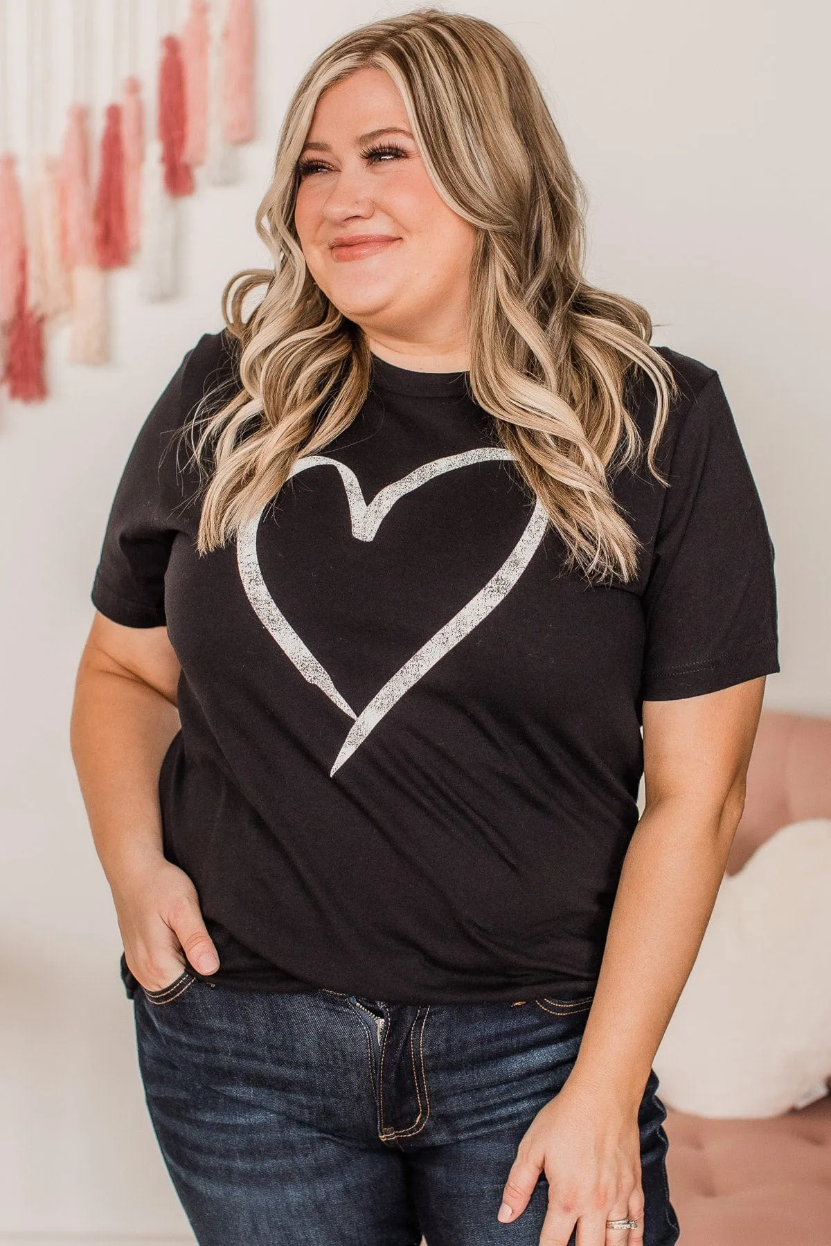 With All Of My Heart Graphic Tee- Black