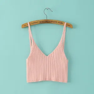 Women crop top Ladies sexy camis fitness top corset halter Knitted Crocheted one size 3color