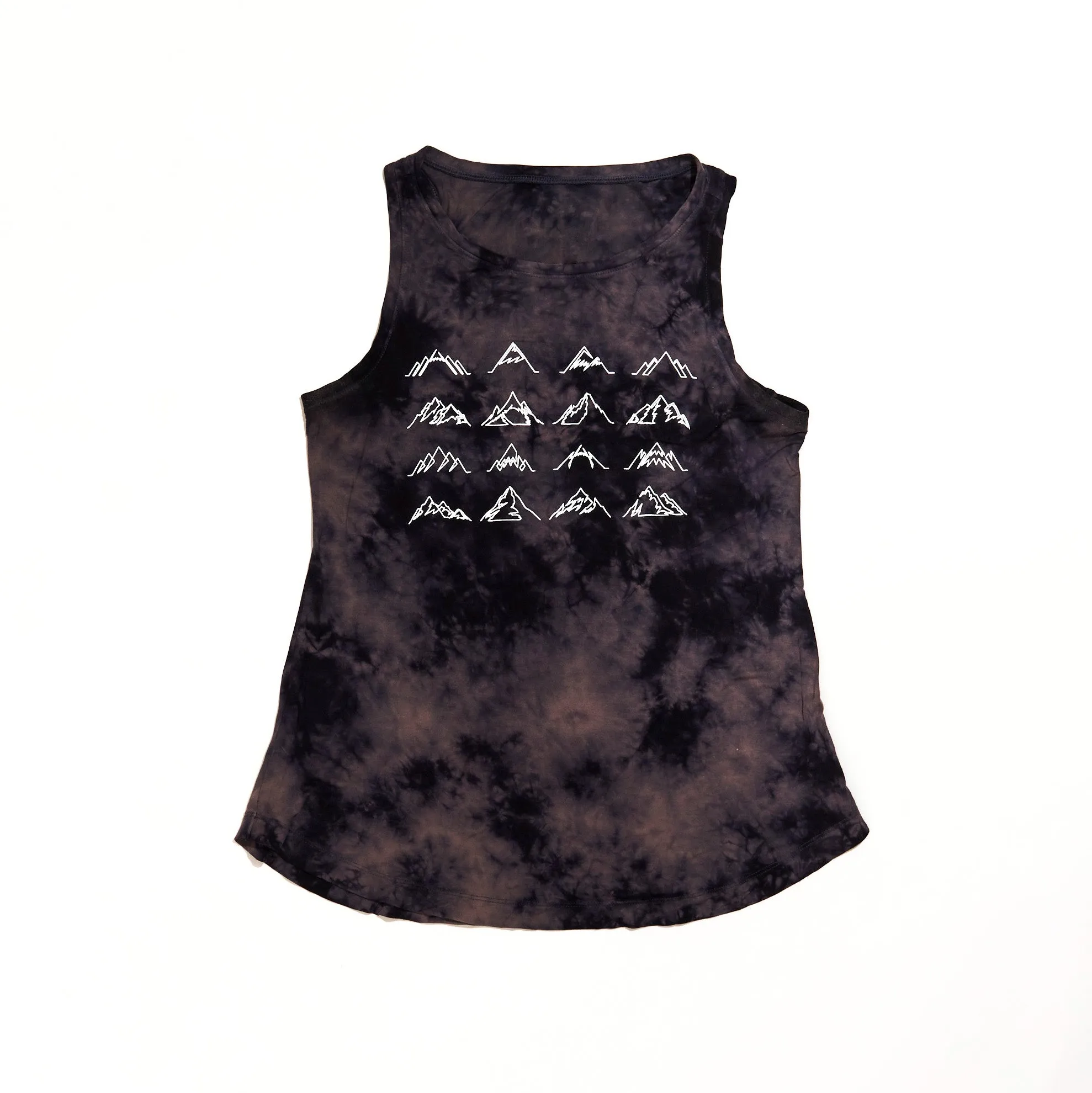 Women's 16 Mountains Upcycled Tank in Black Tie Dye (Small)
