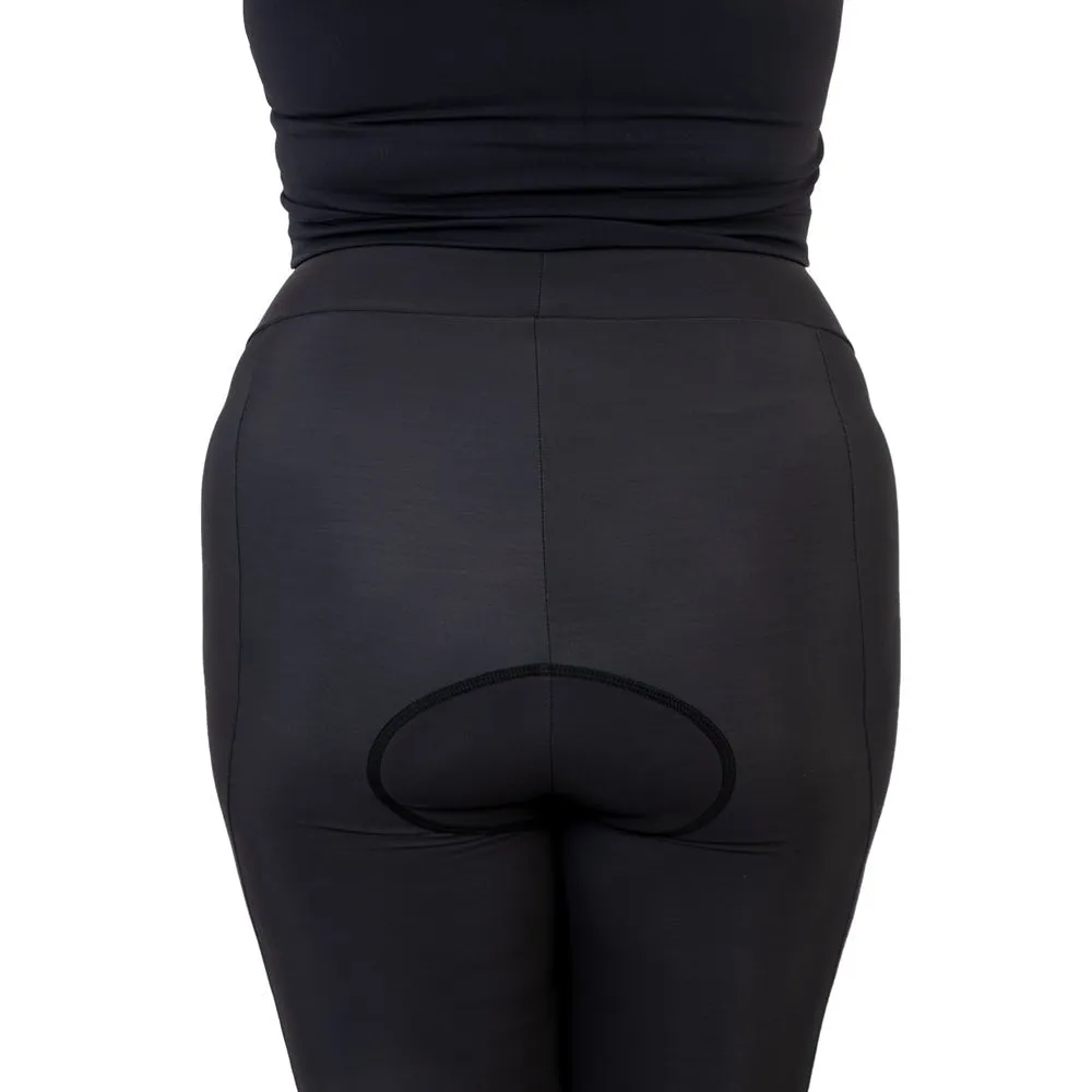 Womens Black Padded 3/4 Cycling Leggings