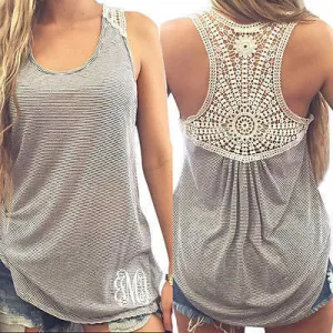 Women's Clothing Tops & Tees Tanks Fashion Women Summer Vest Top Sleeveless Casual Hollow Out Lace Tank Tops