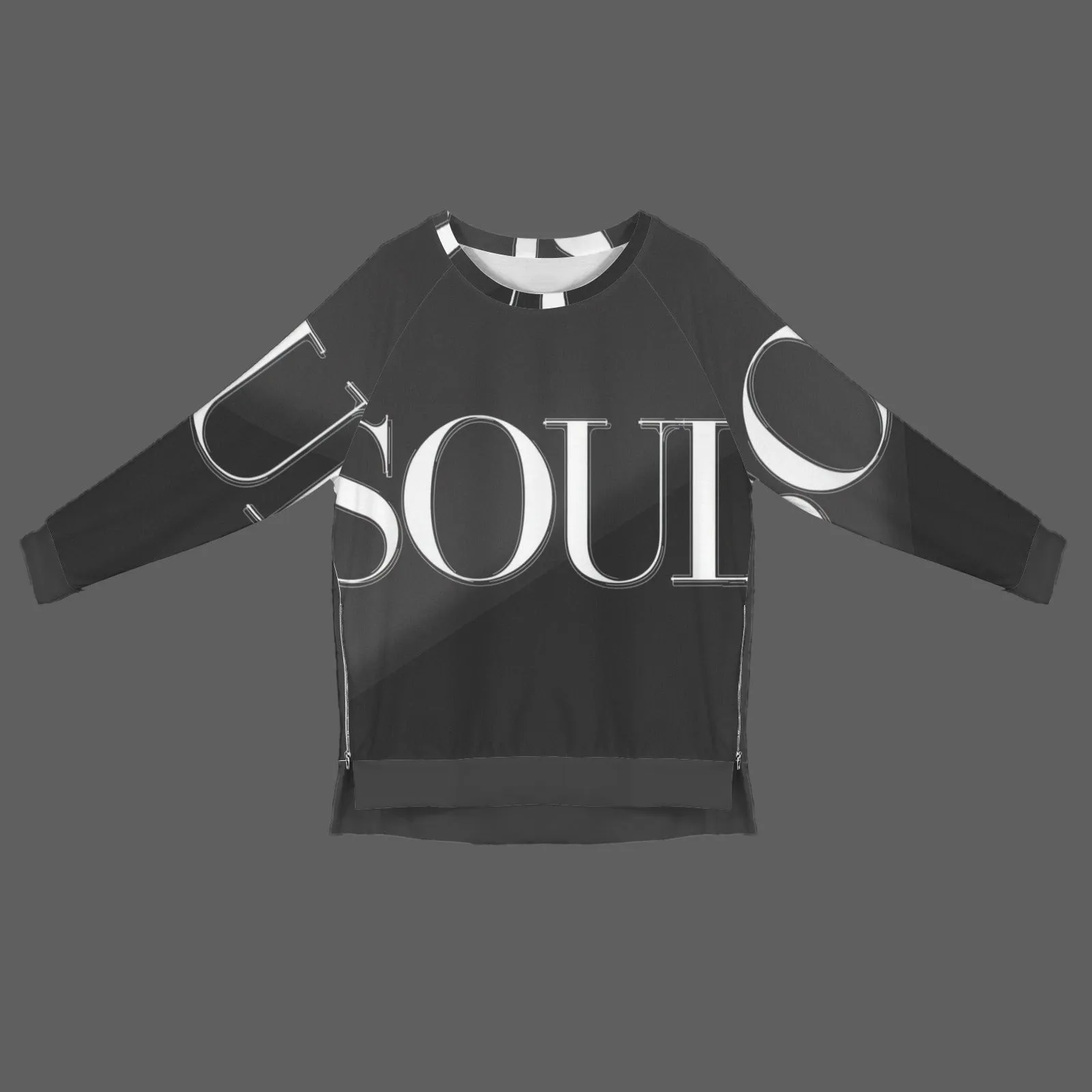 Women's Crew Neck Long Sleeve Side Zipper Sweatshirt