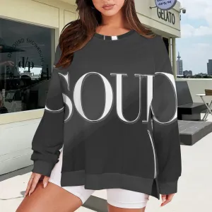 Women's Crew Neck Long Sleeve Side Zipper Sweatshirt