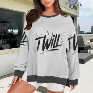 Women's Crew Neck Long Sleeve Side Zipper Sweatshirt