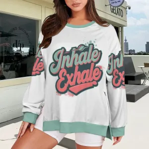 Women's Crew Neck Long Sleeve Side Zipper Sweatshirt