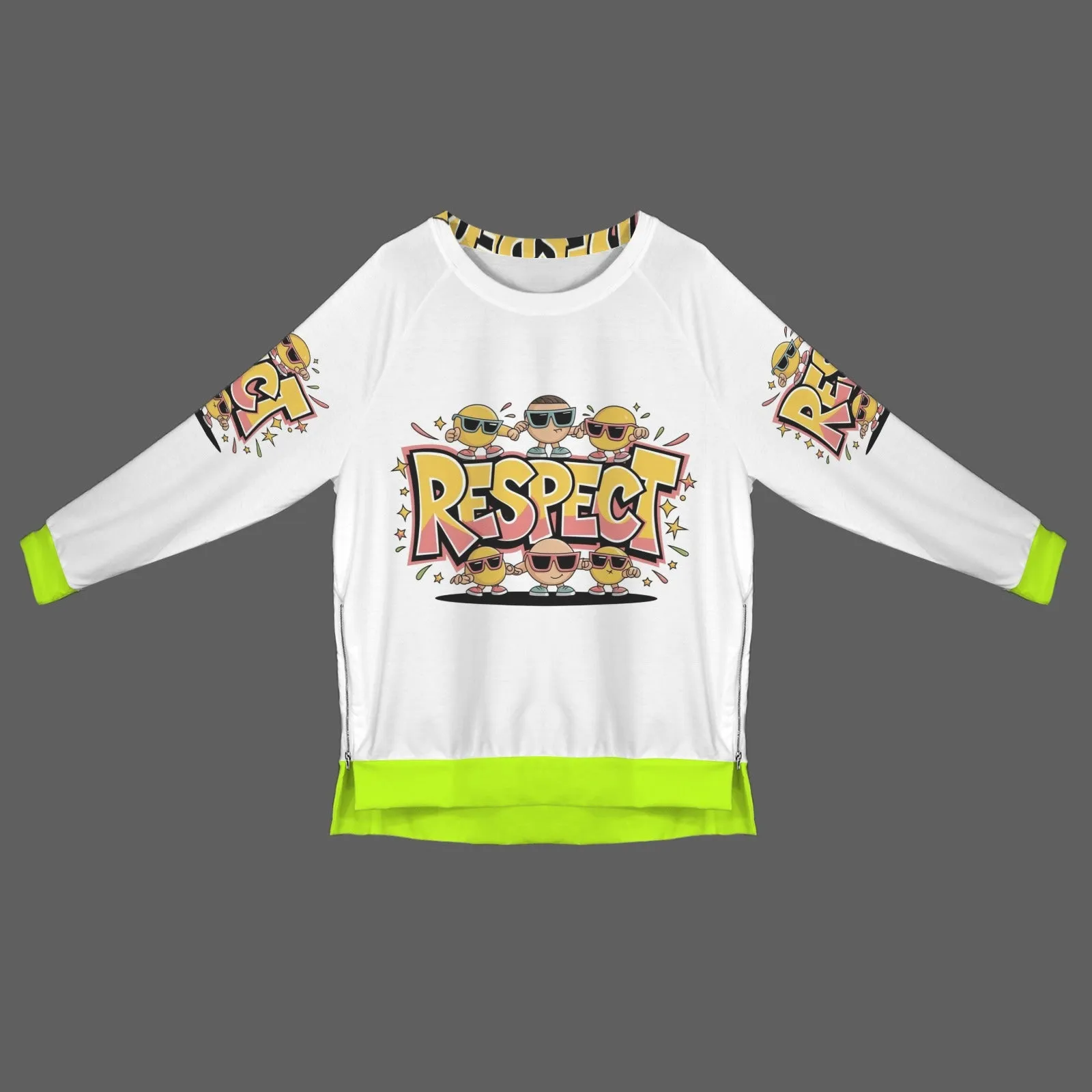 Women's Crew Neck Long Sleeve Side Zipper Sweatshirt