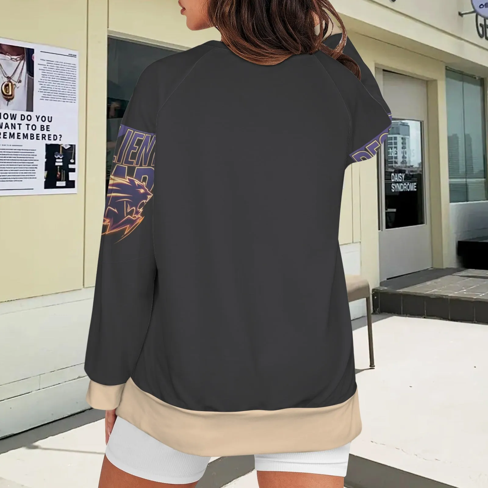 Women's Crew Neck Long Sleeve Side Zipper Sweatshirt
