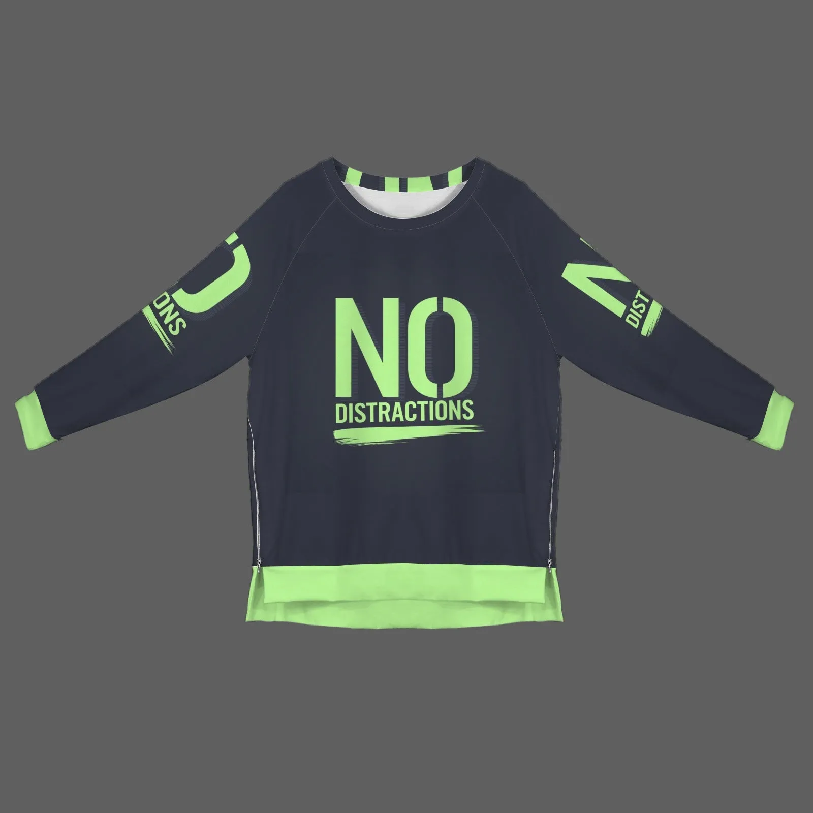 Women's Crew Neck Long Sleeve Side Zipper Sweatshirt