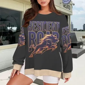 Women's Crew Neck Long Sleeve Side Zipper Sweatshirt