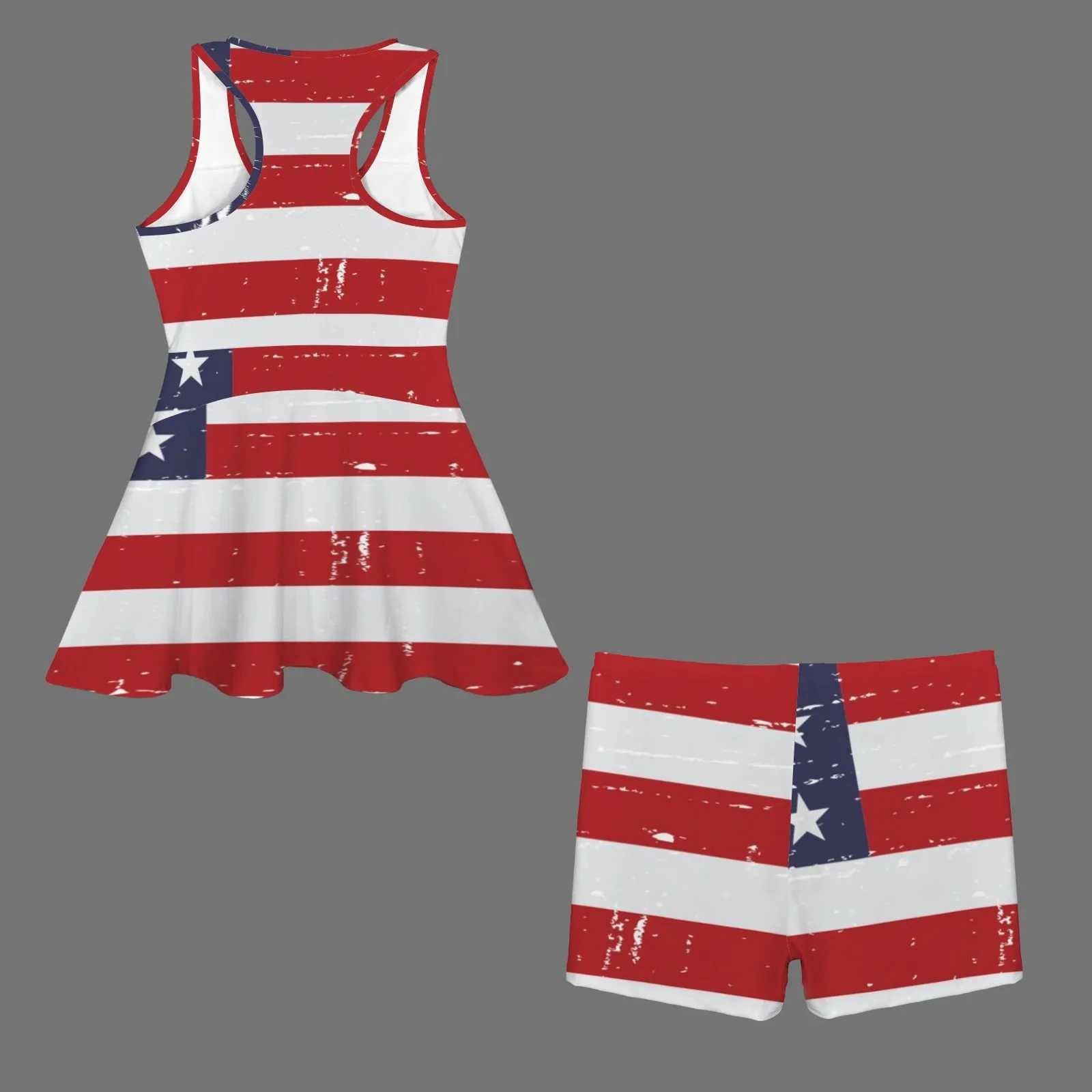 Women's Front Zip Racer Back Sports Skirt & Shorts Set