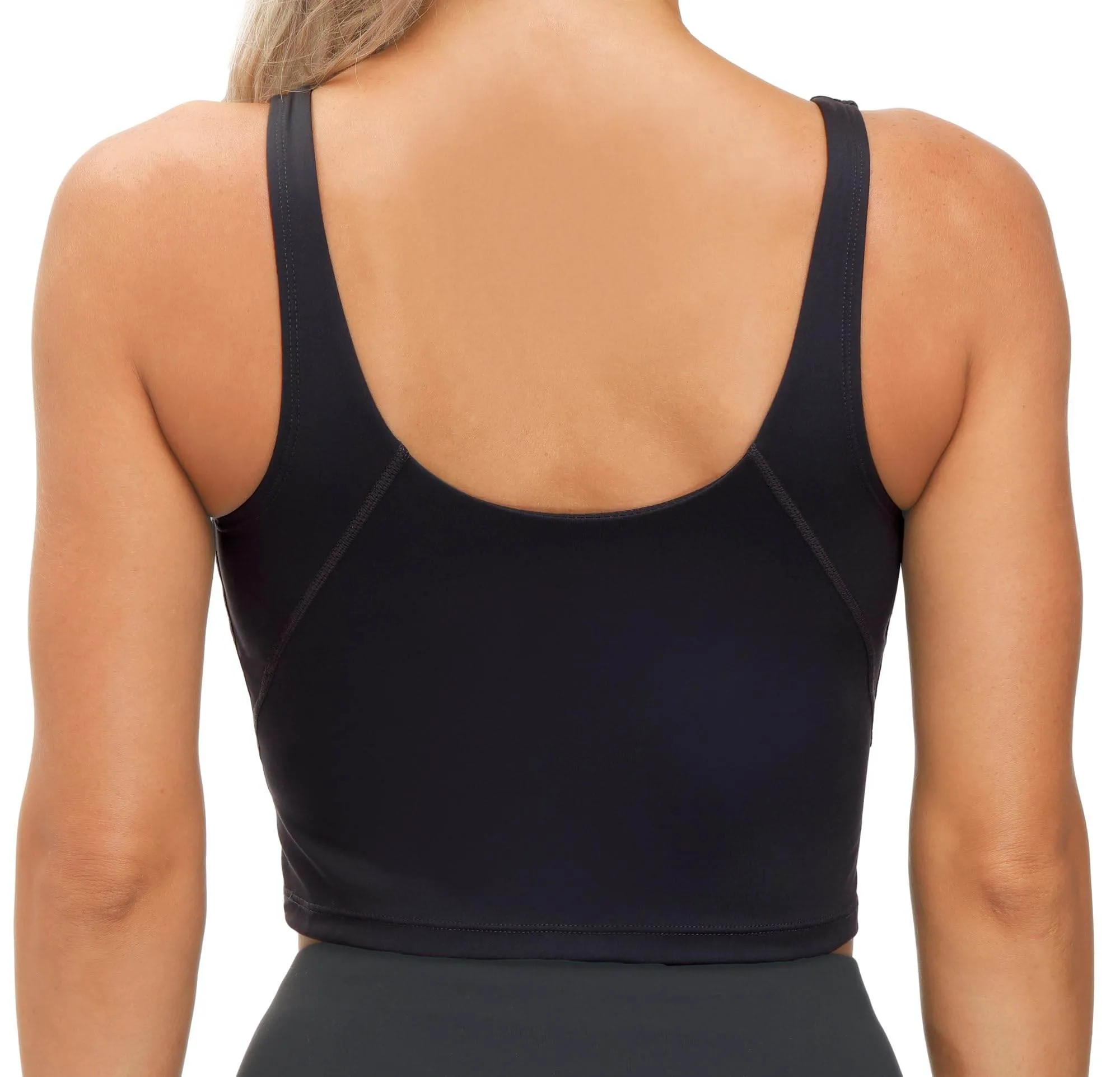 Women’s Longline Sports Bra Wirefree Padded Medium Support Yoga Bras Gym Running Workout Tank Tops (Black, Small)