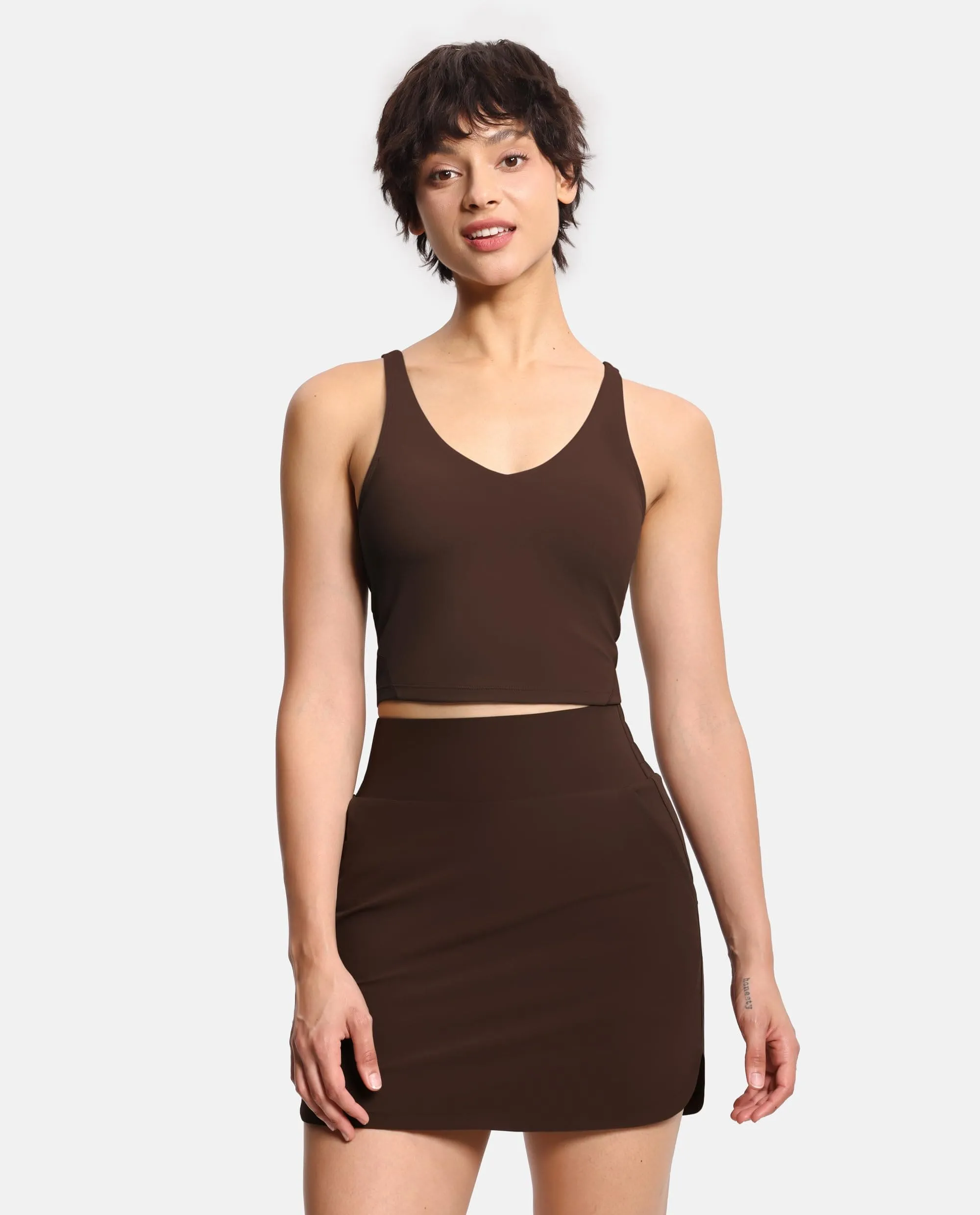Women’s Longline Sports Bra Wirefree Padded Medium Support Yoga Bras Gym Running Workout Tank Tops Brown