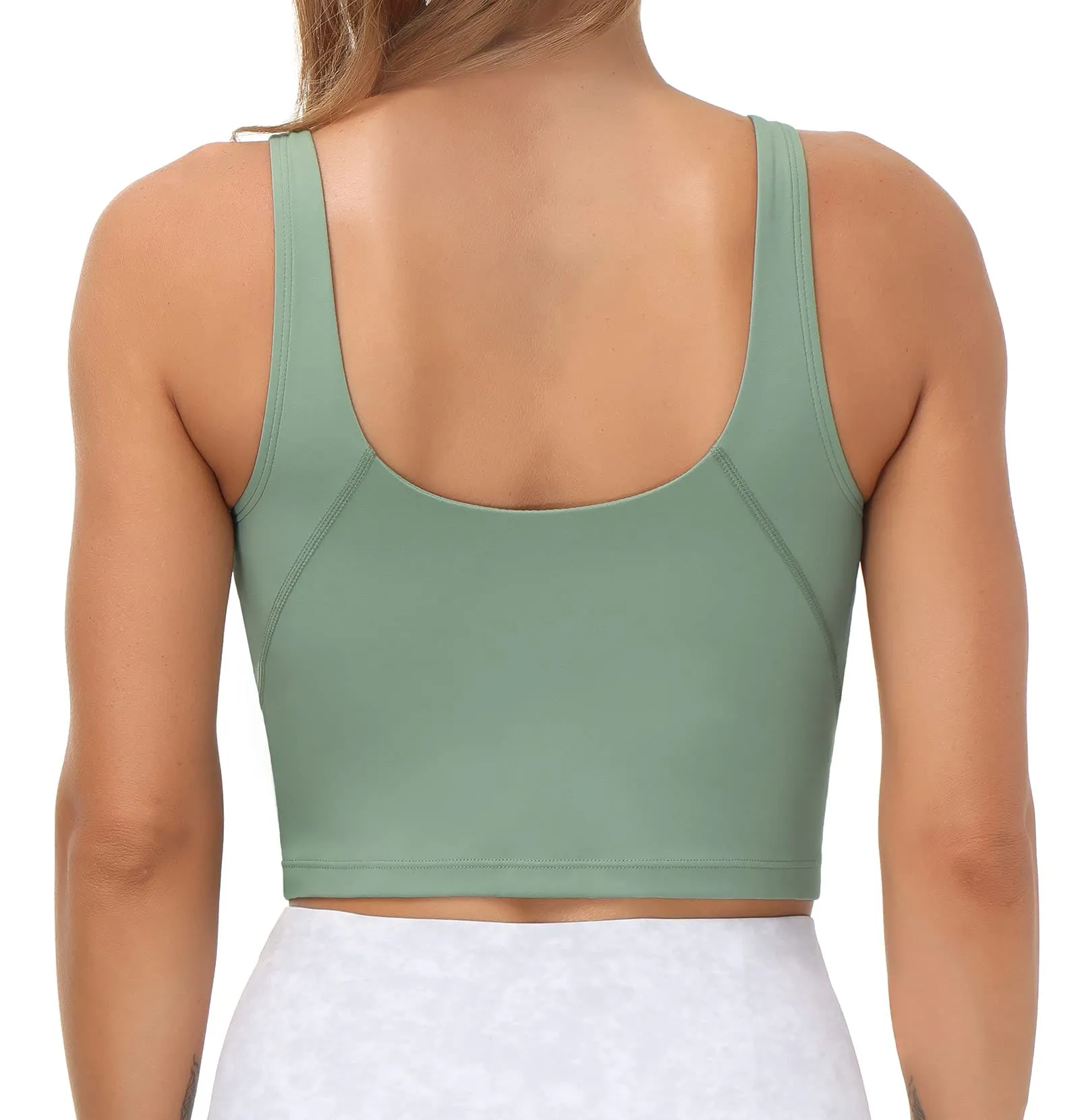 Women’s Longline Sports Bra Wirefree Padded Medium Support Yoga Bras Gym Running Workout Tank Tops (Jasmine Green)