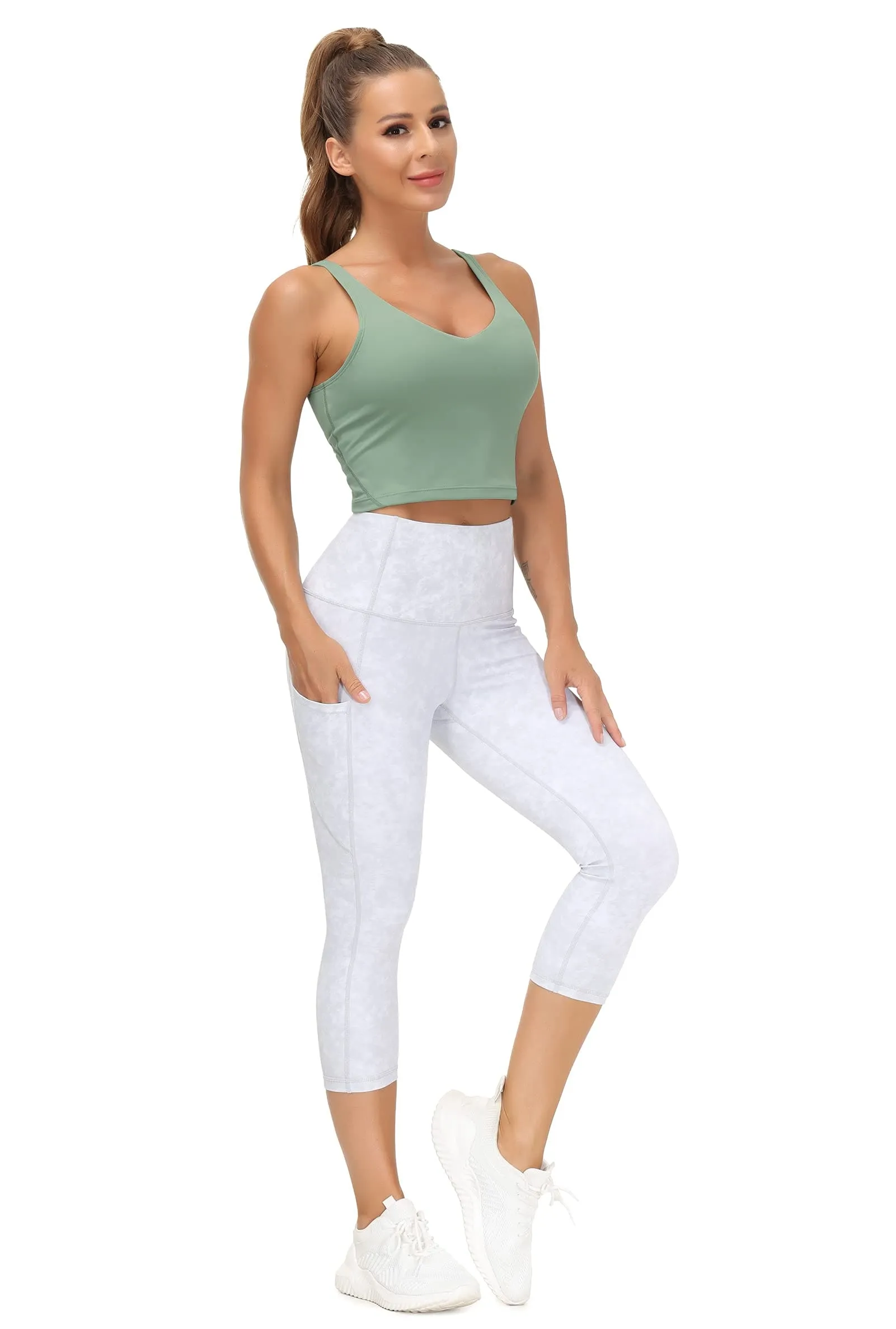 Women’s Longline Sports Bra Wirefree Padded Medium Support Yoga Bras Gym Running Workout Tank Tops (Jasmine Green)
