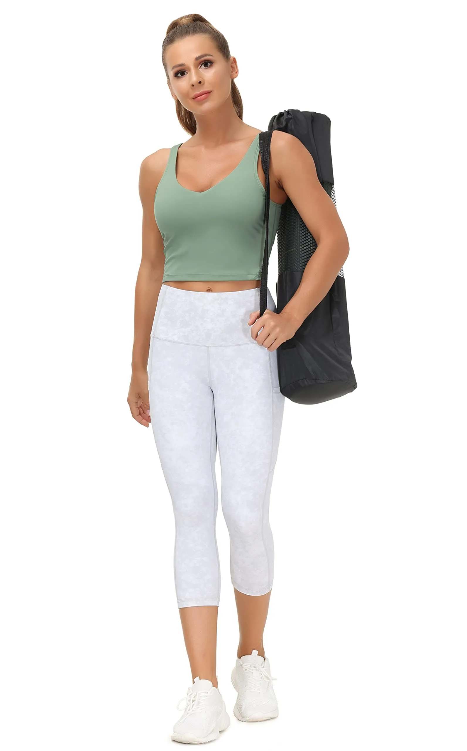 Women’s Longline Sports Bra Wirefree Padded Medium Support Yoga Bras Gym Running Workout Tank Tops (Jasmine Green)