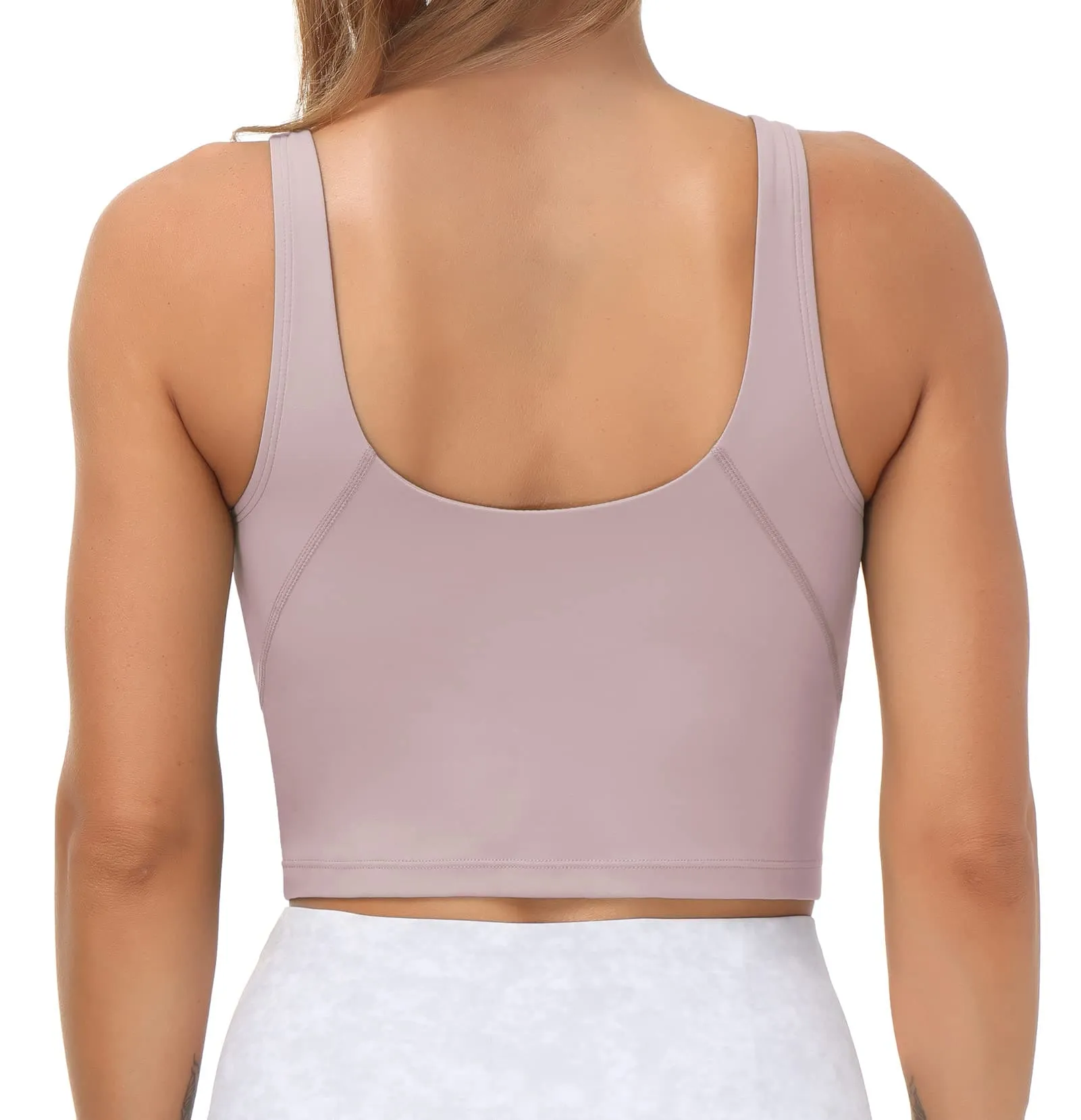 Women’s Longline Sports Bra Wirefree Padded Medium Support Yoga Bras Gym Running Workout Tank Tops(Light Purple)