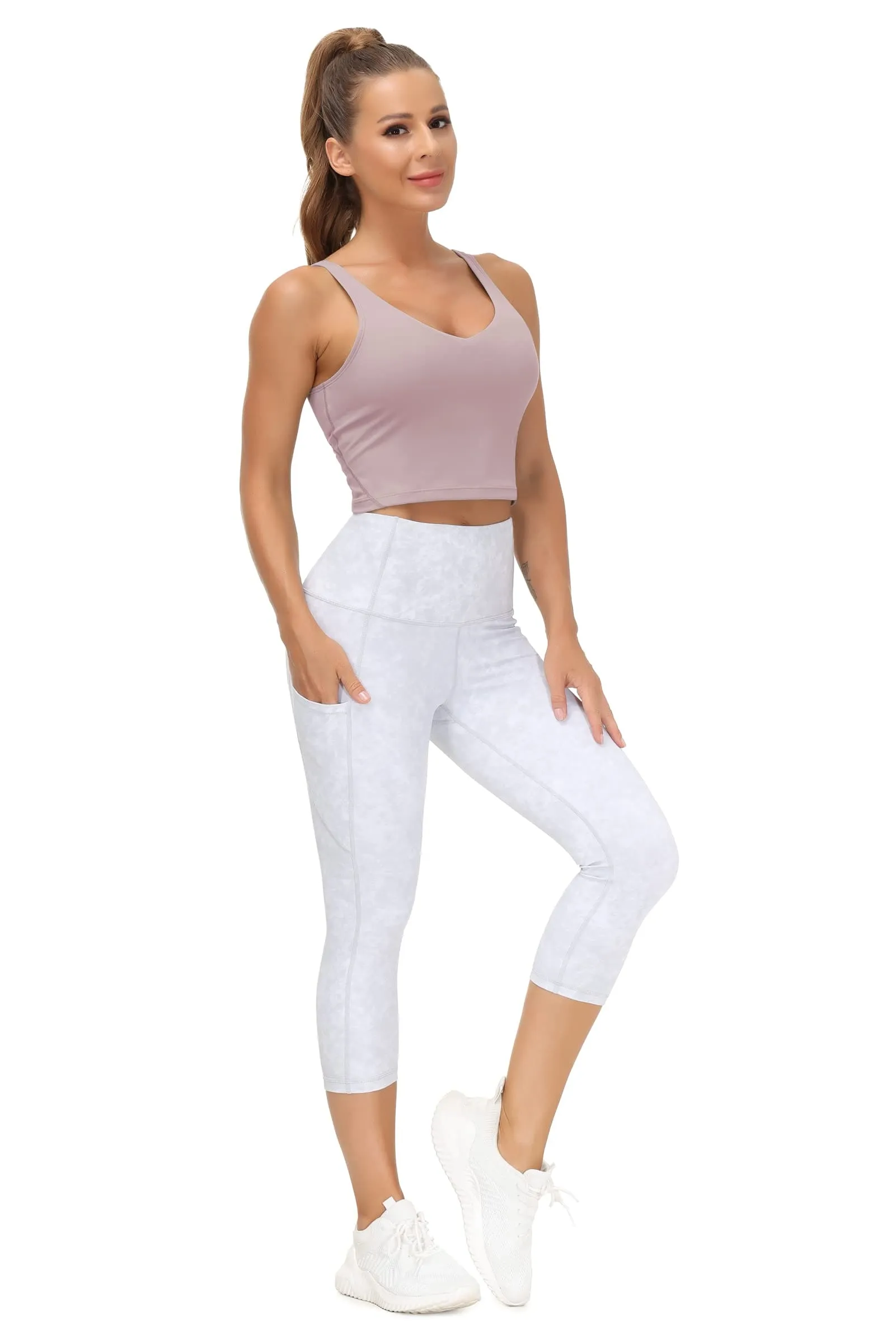 Women’s Longline Sports Bra Wirefree Padded Medium Support Yoga Bras Gym Running Workout Tank Tops(Light Purple)