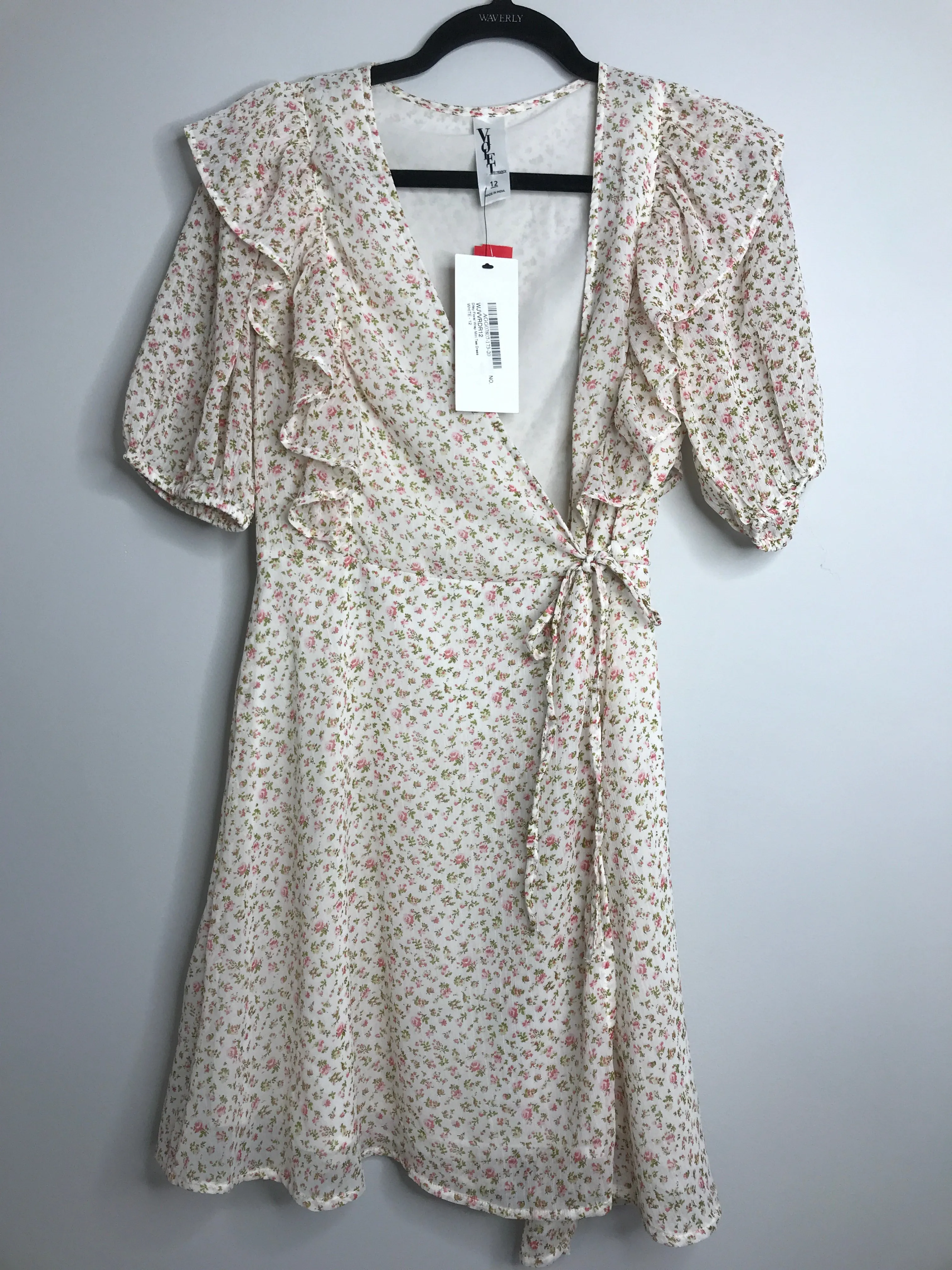Womens Size 12 Misses White Violet Dress