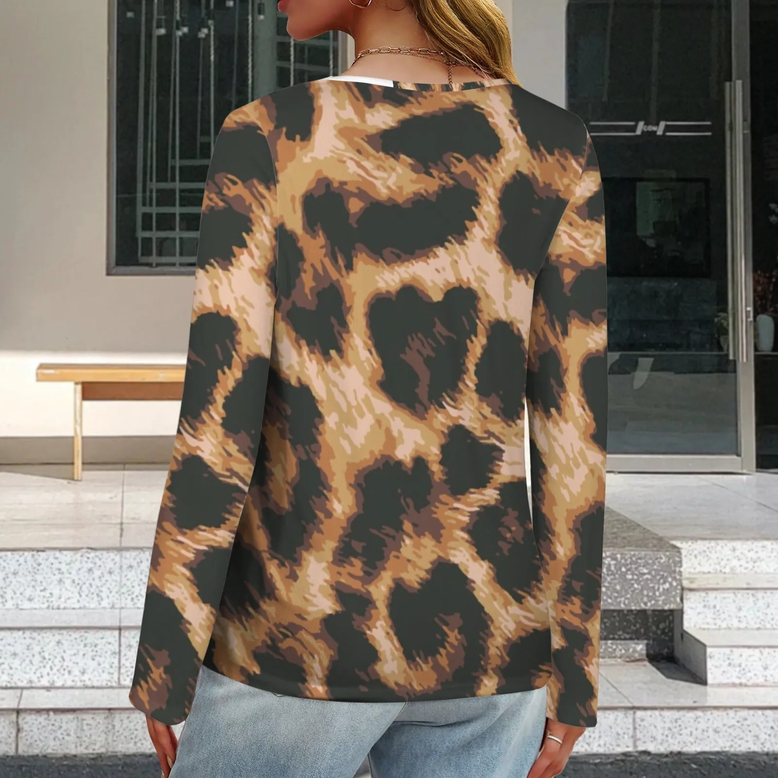 Women's V Neck Long Sleeve Sweatshirt